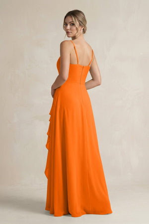 Sweetheart Ruffled A - Line Chiffon Bridesmaid Dress with Slit in Cinnamon - KissProm Bridesmaid Dresses