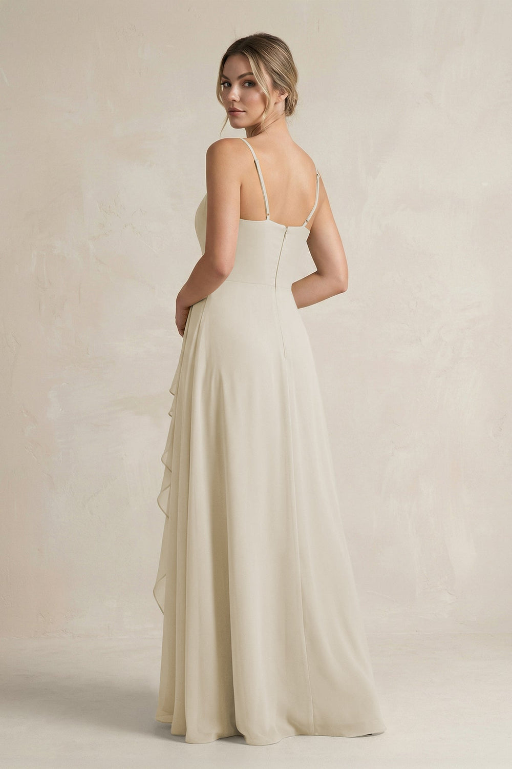 Sweetheart Ruffled A - Line Chiffon Bridesmaid Dress with Slit in Dove Gray - KissProm Bridesmaid Dresses