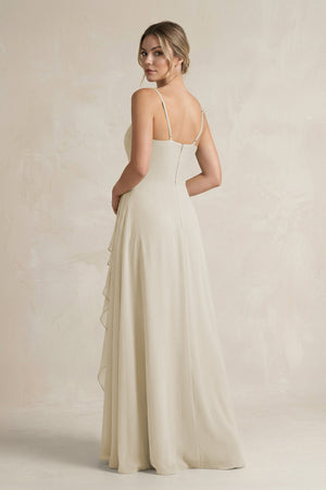 Sweetheart Ruffled A - Line Chiffon Bridesmaid Dress with Slit in Dove Gray - KissProm Bridesmaid Dresses