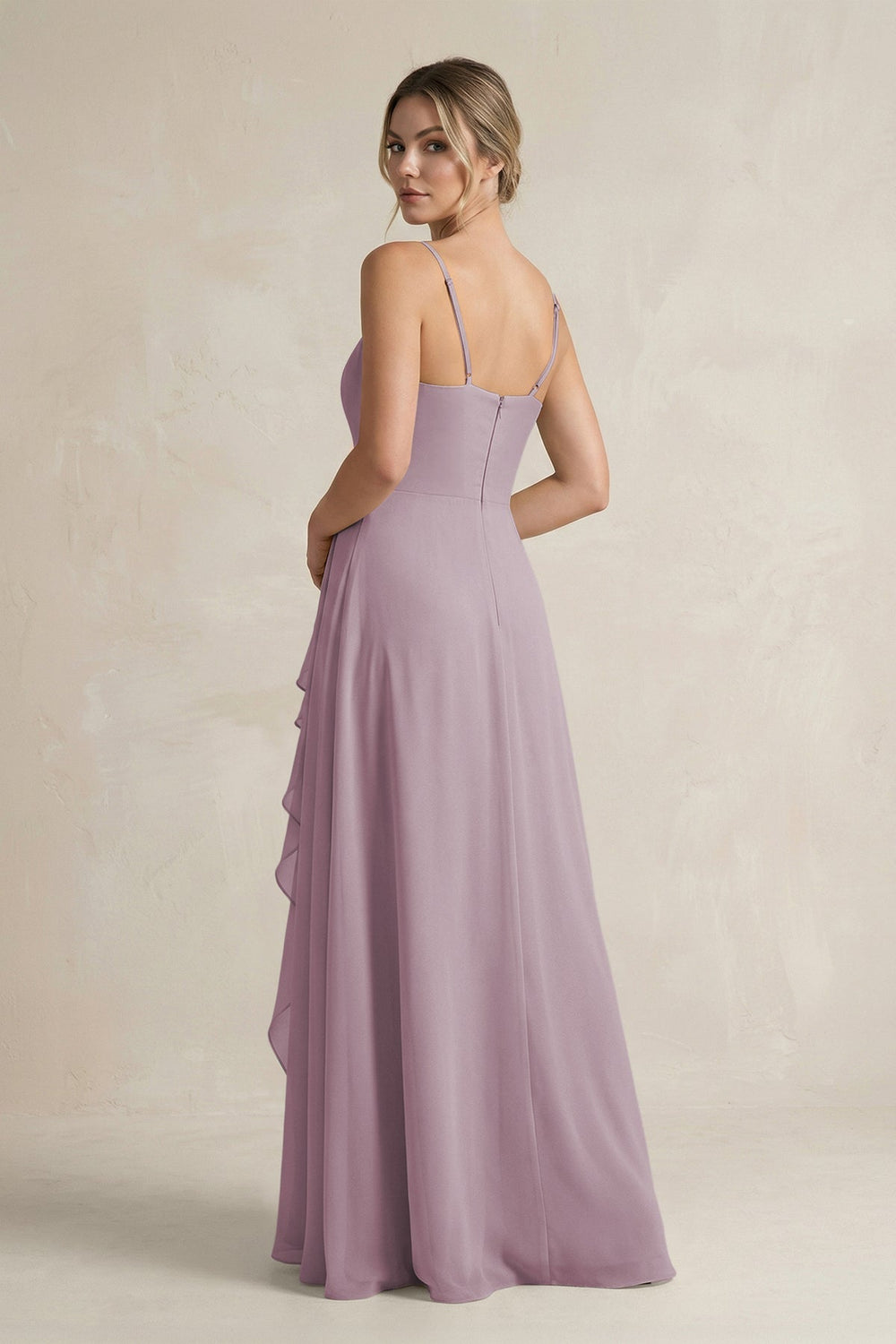 Sweetheart Ruffled A - Line Chiffon Bridesmaid Dress with Slit in Dusk - KissProm Bridesmaid Dresses