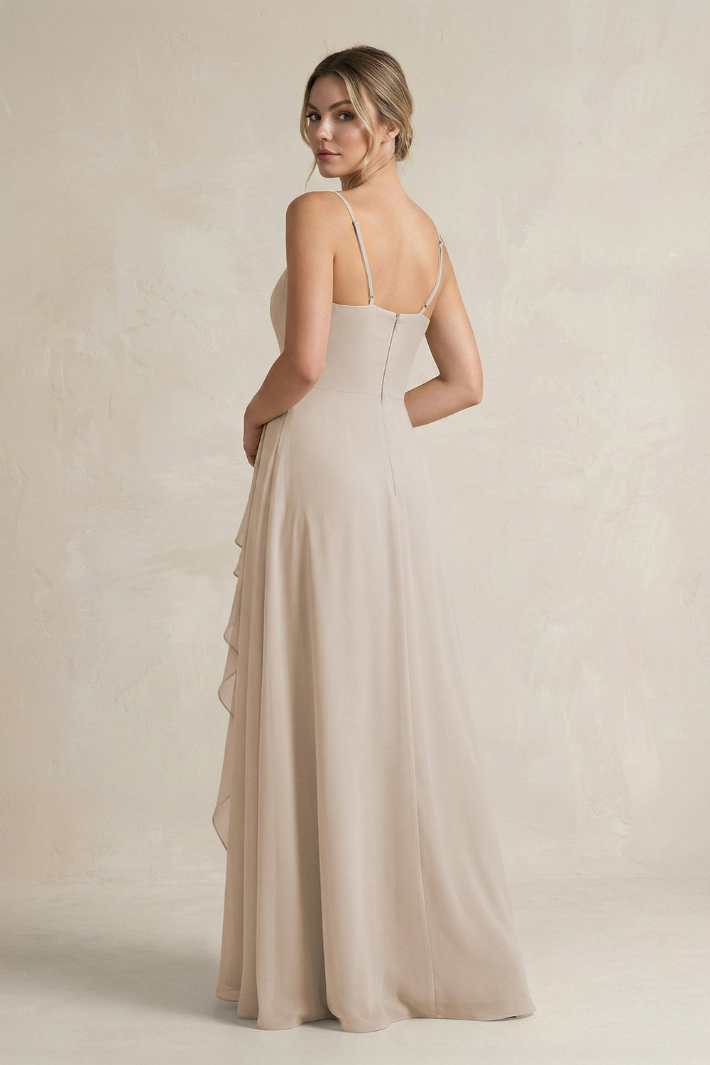 Sweetheart Ruffled A - Line Chiffon Bridesmaid Dress with Slit in Frost - KissProm Bridesmaid Dresses