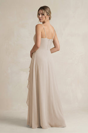 Sweetheart Ruffled A - Line Chiffon Bridesmaid Dress with Slit in Frost - KissProm Bridesmaid Dresses