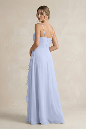 Sweetheart Ruffled A - Line Chiffon Bridesmaid Dress with Slit in Ice - KissProm Bridesmaid Dresses