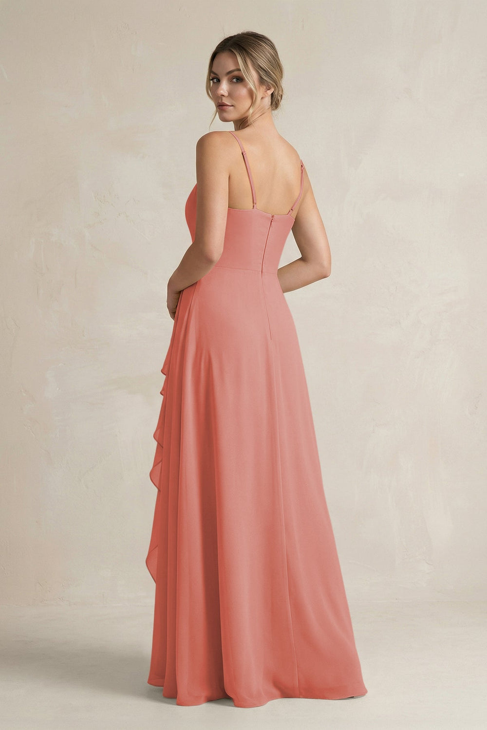 Sweetheart Ruffled A - Line Chiffon Bridesmaid Dress with Slit in Mulberry - KissProm Bridesmaid Dresses