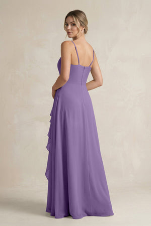 Sweetheart Ruffled A - Line Chiffon Bridesmaid Dress with Slit in Tahiti - KissProm Bridesmaid Dresses