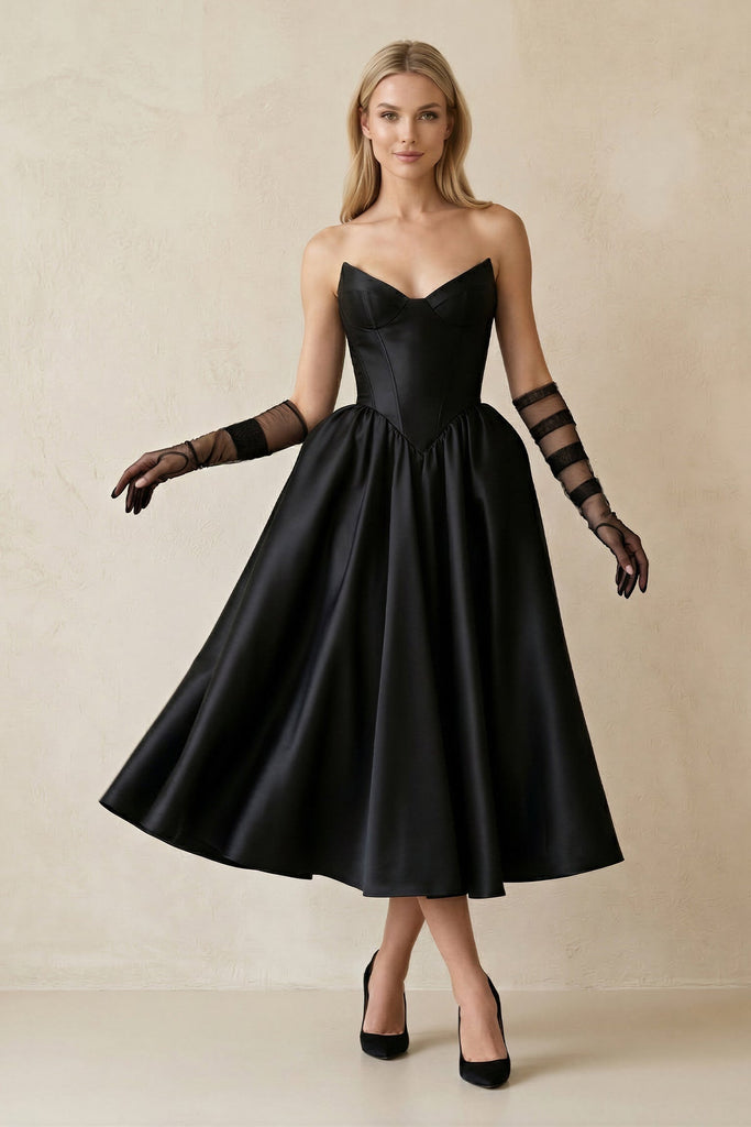 black.corset dress Zapaka Women Black Corset Detachable Long Sleeves A-Line Homecoming Tulle Short Party Dress, Black / US24W 5% WOOL GUIZIO is all about Body-con Casual Dresses for Color:French Blue Posey