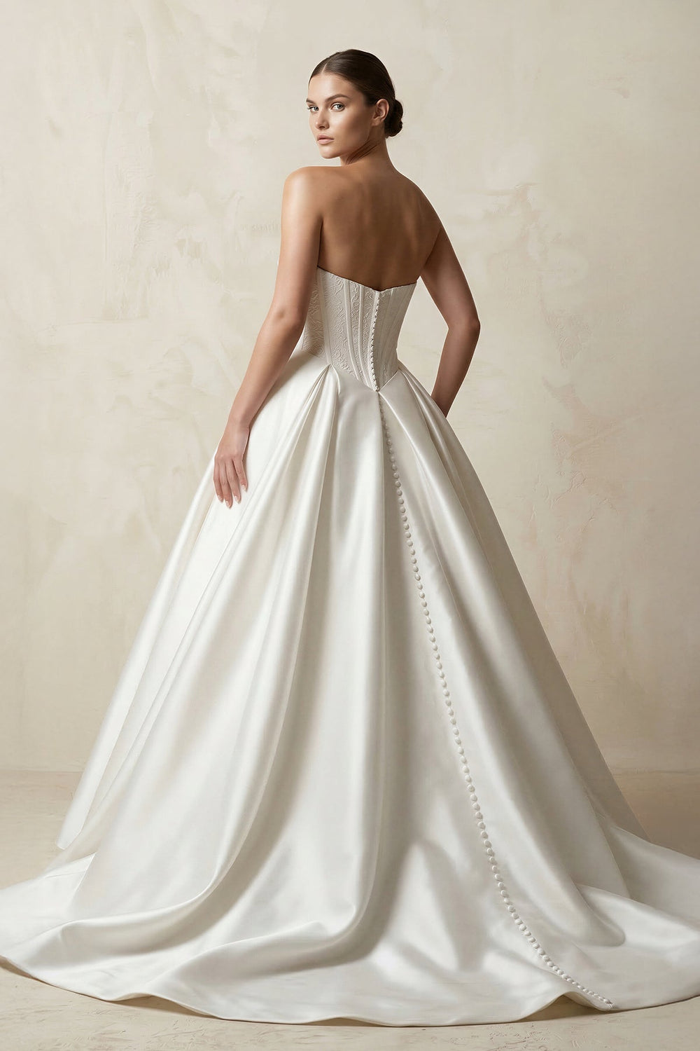 Sweetheart Satin Ball Gown Corset Wedding Dress in White - KissProm Wedding Dresses