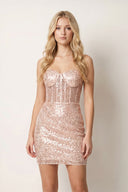 White Sheath Sweetheart Sequins Mini Party Dresses - KissProm