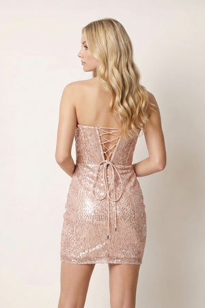 White Sheath Sweetheart Sequins Mini Party Dresses - KissProm
