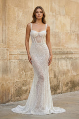 Sparkly A Line Sweetheart Sequins Wedding Dresses – Wedding Dresses by Kissprom | Available at KissProm