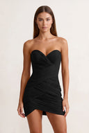 Black Sweetheart Sheath Pleated Chiffon Homecoming Dress | KISSPROM