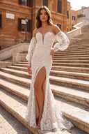 Mermaid Sweetheart Lace Prom Dress with Detachable Sleeves - KissProm