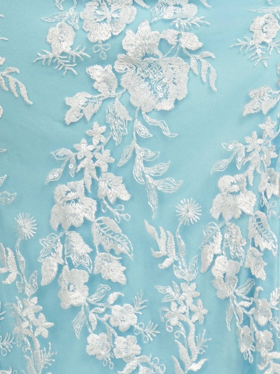 Alexandria Sky Blue Mermaid Sweetheart Lace Prom Dress with Detachable Sleeves Sky Blue / Custom Size