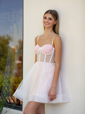 Jeantte | Sweetheart Spaghetti Straps Black Short Tulle Homecoming Dress - KissProm