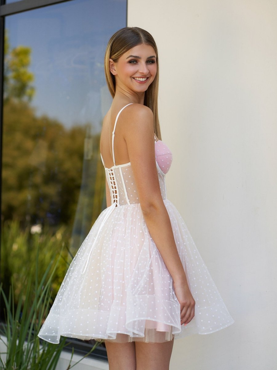 Jeantte | Sweetheart Spaghetti Straps Black Short Tulle Homecoming Dress - KissProm