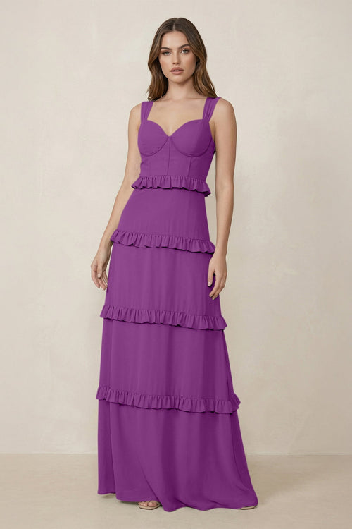 Sweetheart Tiered A - Line Chiffon Bridesmaid Dress in Amethyst - KissProm Bridesmaid Dresses