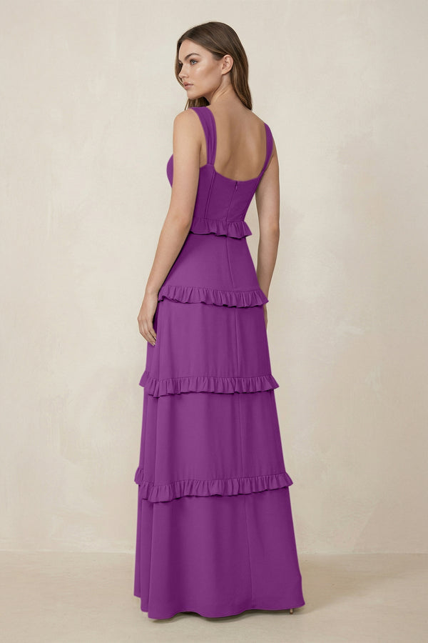 Sweetheart Tiered A - Line Chiffon Bridesmaid Dress in Amethyst - KissProm Bridesmaid Dresses
