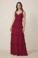 Sweetheart Tiered A - Line Chiffon Bridesmaid Dress in Berry - KissProm Bridesmaid Dresses