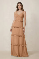 Sweetheart Tiered A - Line Chiffon Bridesmaid Dress in Bronzer - KissProm Bridesmaid Dresses