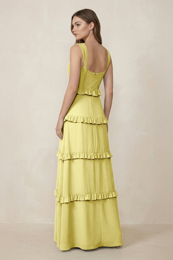Sweetheart Tiered A - Line Chiffon Bridesmaid Dress in Buttercup - KissProm Bridesmaid Dresses