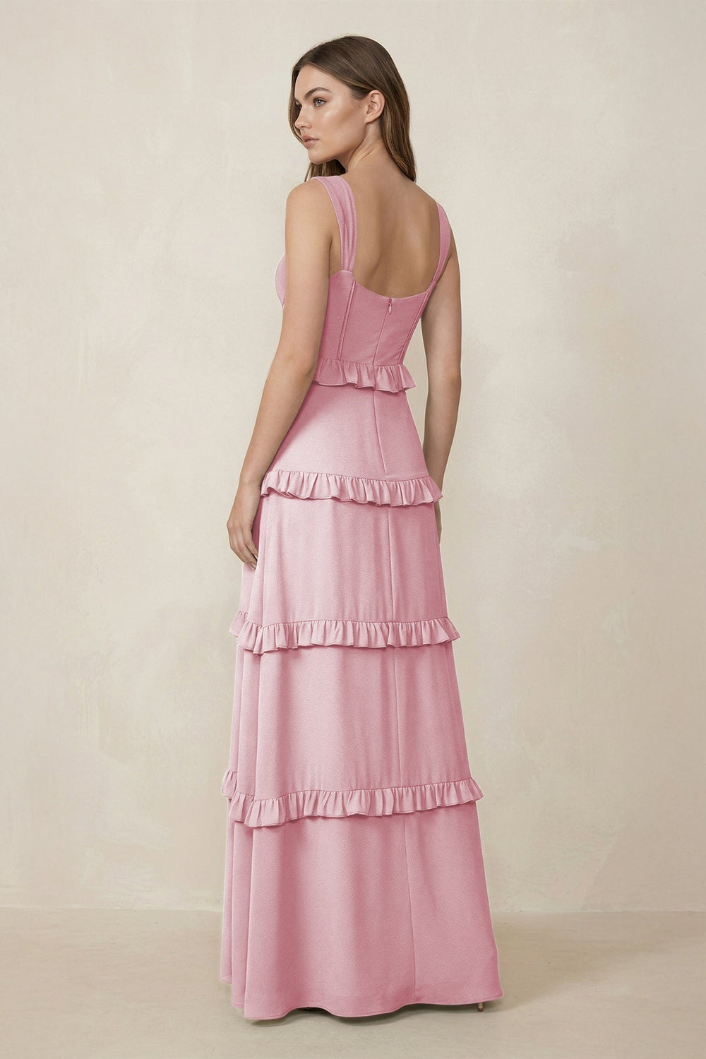Sweetheart Tiered A - Line Chiffon Bridesmaid Dress in Candy Pink - KissProm Bridesmaid Dresses