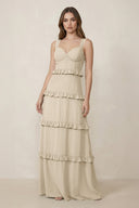 Sweetheart Tiered A - Line Chiffon Bridesmaid Dress in Champagne - KissProm Bridesmaid Dresses