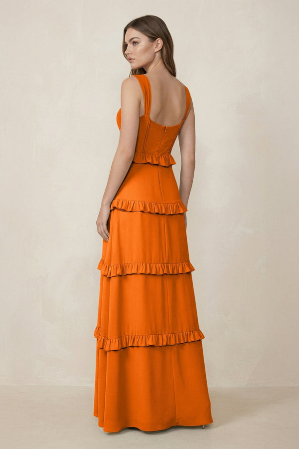 Sweetheart Tiered A - Line Chiffon Bridesmaid Dress in Cinnamon - KissProm Bridesmaid Dresses