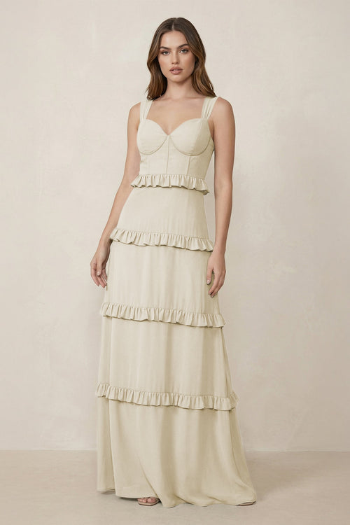 Sweetheart Tiered A - Line Chiffon Bridesmaid Dress in Dove Gray - KissProm Bridesmaid Dresses