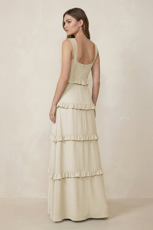 Sweetheart Tiered A - Line Chiffon Bridesmaid Dress in Dove Gray - KissProm Bridesmaid Dresses