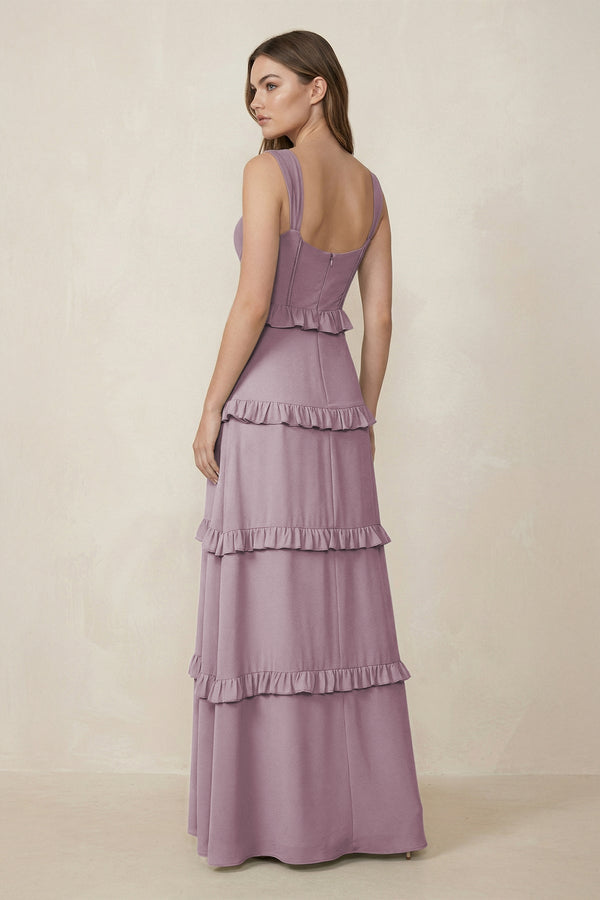 Sweetheart Tiered A - Line Chiffon Bridesmaid Dress in Dusk - KissProm Bridesmaid Dresses