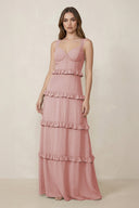 Sweetheart Tiered A - Line Chiffon Bridesmaid Dress in Dusty Rose - KissProm Bridesmaid Dresses