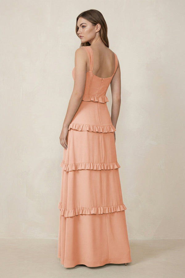 Sweetheart Tiered A - Line Chiffon Bridesmaid Dress in English Rose - KissProm Bridesmaid Dresses