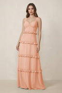 Sweetheart Tiered A - Line Chiffon Bridesmaid Dress in English Rose - KissProm Bridesmaid Dresses