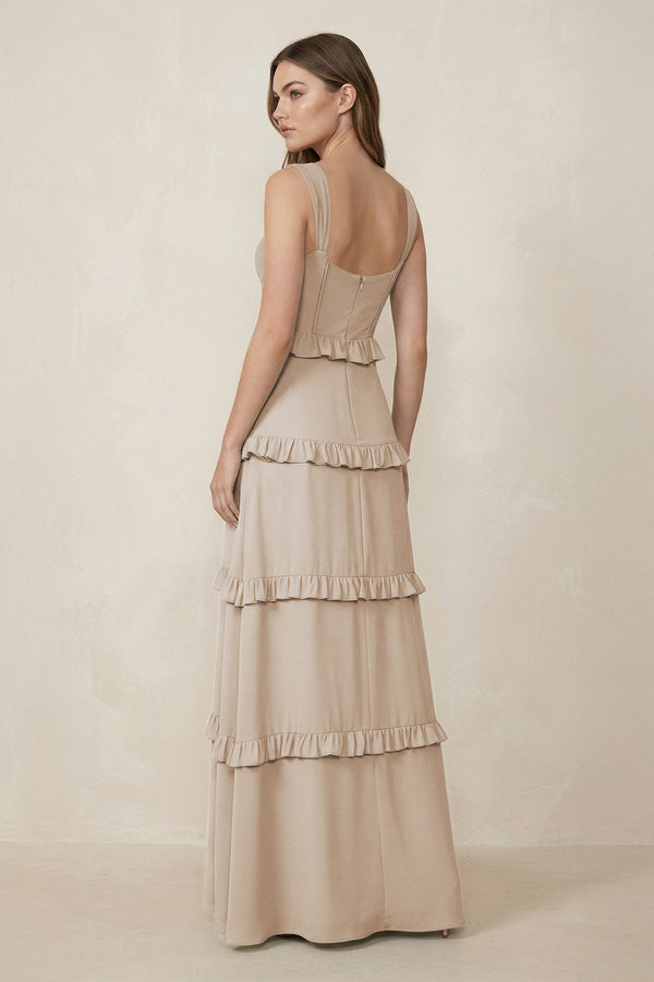Sweetheart Tiered A - Line Chiffon Bridesmaid Dress in Frost - KissProm Bridesmaid Dresses