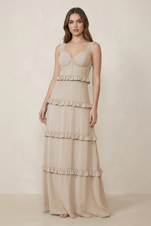 Sweetheart Tiered A - Line Chiffon Bridesmaid Dress in Frost - KissProm Bridesmaid Dresses