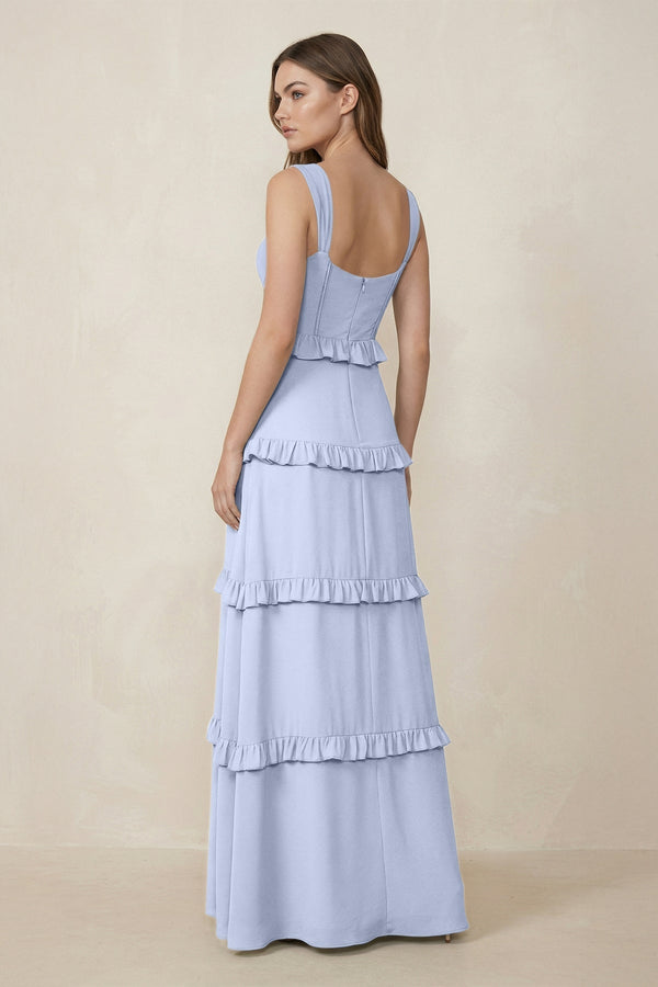Sweetheart Tiered A - Line Chiffon Bridesmaid Dress in Ice - KissProm Bridesmaid Dresses