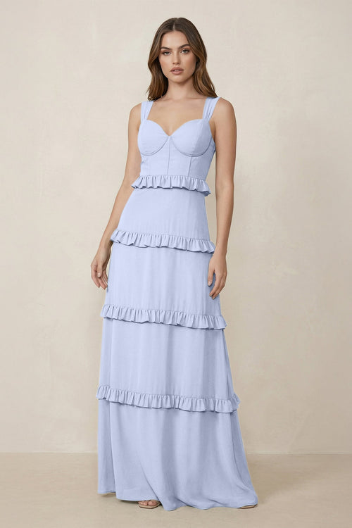 Sweetheart Tiered A - Line Chiffon Bridesmaid Dress in Ice - KissProm Bridesmaid Dresses