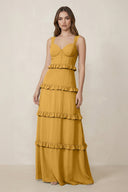 Sweetheart Tiered A - Line Chiffon Bridesmaid Dress in Marigold - KissProm Bridesmaid Dresses