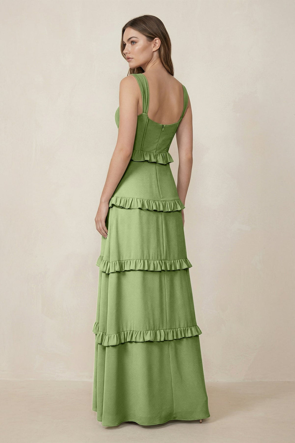 Sweetheart Tiered A - Line Chiffon Bridesmaid Dress in Matcha - KissProm Bridesmaid Dresses