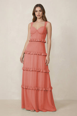 Sweetheart Tiered A - Line Chiffon Bridesmaid Dress in Mulberry - KissProm Bridesmaid Dresses