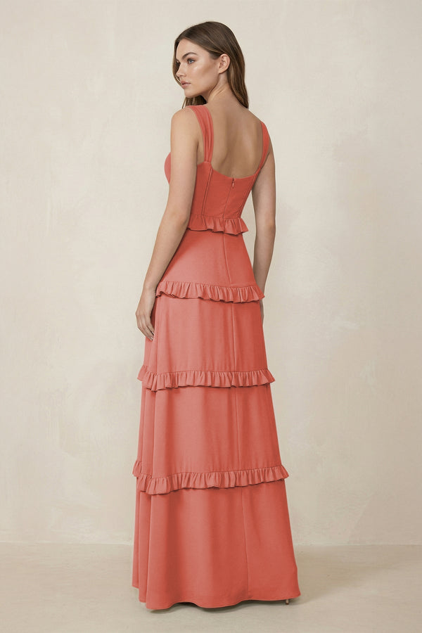 Sweetheart Tiered A - Line Chiffon Bridesmaid Dress in Mulberry - KissProm Bridesmaid Dresses