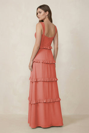 Sweetheart Tiered A - Line Chiffon Bridesmaid Dress in Mulberry - KissProm Bridesmaid Dresses