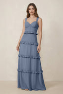 Sweetheart Tiered A - Line Chiffon Bridesmaid Dress in Neptune - KissProm Bridesmaid Dresses