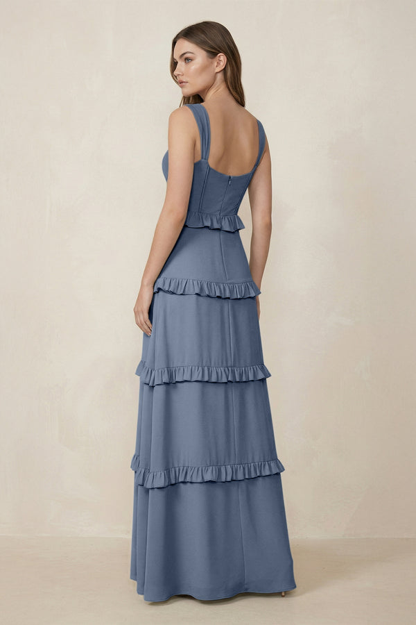 Sweetheart Tiered A - Line Chiffon Bridesmaid Dress in Neptune - KissProm Bridesmaid Dresses