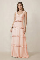 Sweetheart Tiered A - Line Chiffon Bridesmaid Dress in Pale Blush - KissProm Bridesmaid Dresses