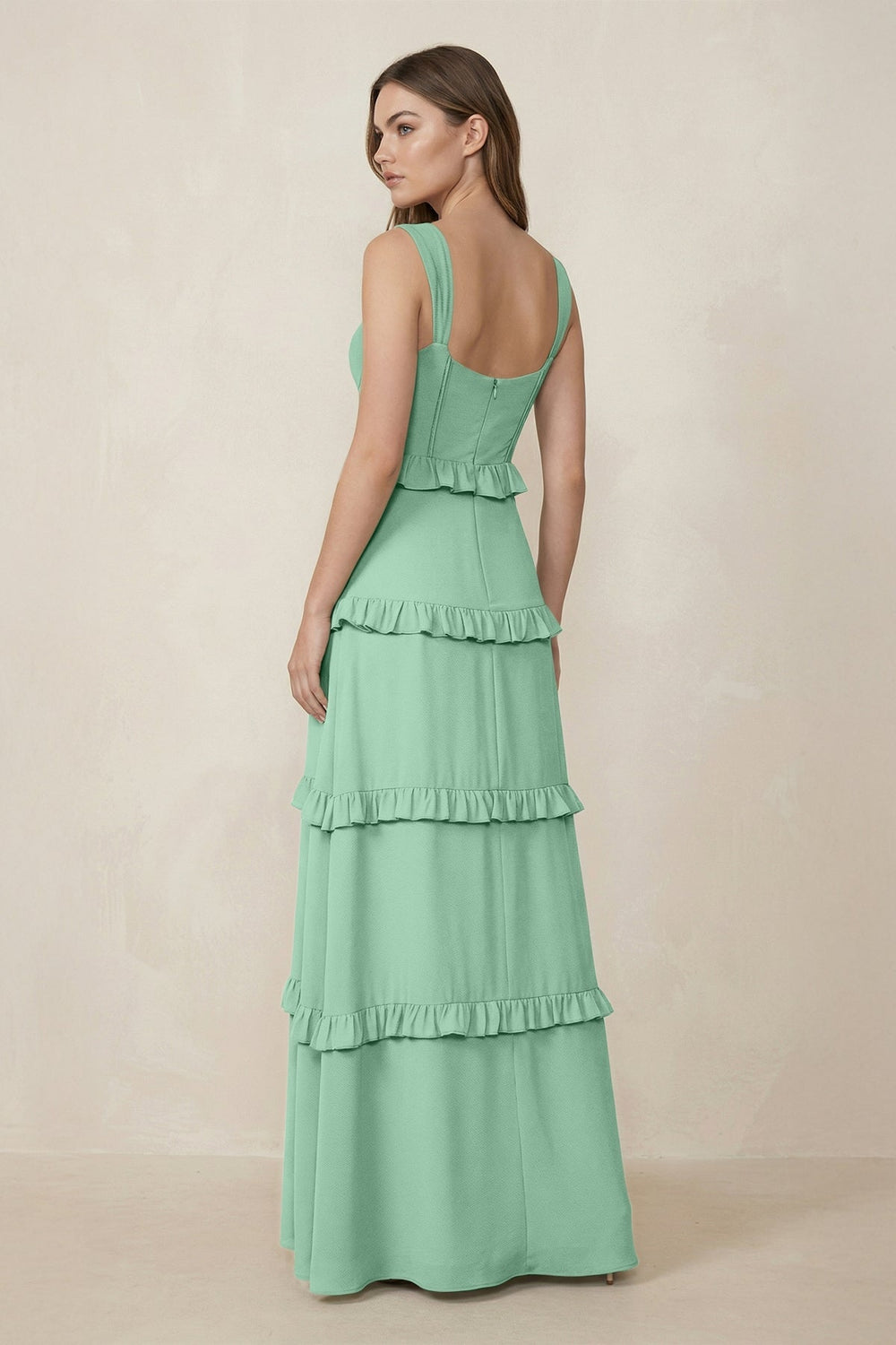 Sweetheart Tiered A - Line Chiffon Bridesmaid Dress in Pale Pistachio - KissProm Bridesmaid Dresses