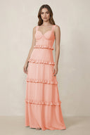 Sweetheart Tiered A - Line Chiffon Bridesmaid Dress in Rose Petal - KissProm Bridesmaid Dresses