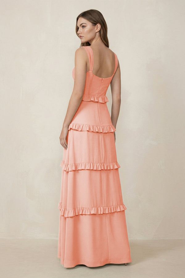 Sweetheart Tiered A - Line Chiffon Bridesmaid Dress in Rose Petal - KissProm Bridesmaid Dresses