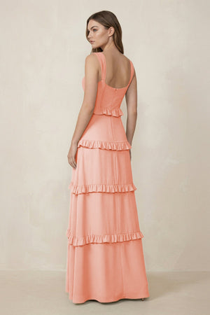 Sweetheart Tiered A - Line Chiffon Bridesmaid Dress in Rose Petal - KissProm Bridesmaid Dresses