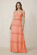 Sweetheart Tiered A - Line Chiffon Bridesmaid Dress in Rosette - KissProm Bridesmaid Dresses